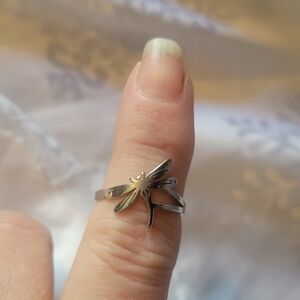 Stainless Steel Dragonfly Ring Size 7